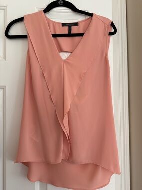 BCBGMaxAzria Dusty Peach V-Neck Ruffle Sleeveless Cami